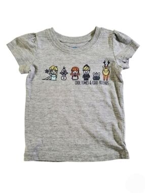 K1229 * Disney Frozen Cool Times & Cool Friends Character Tee Grey Size 2T